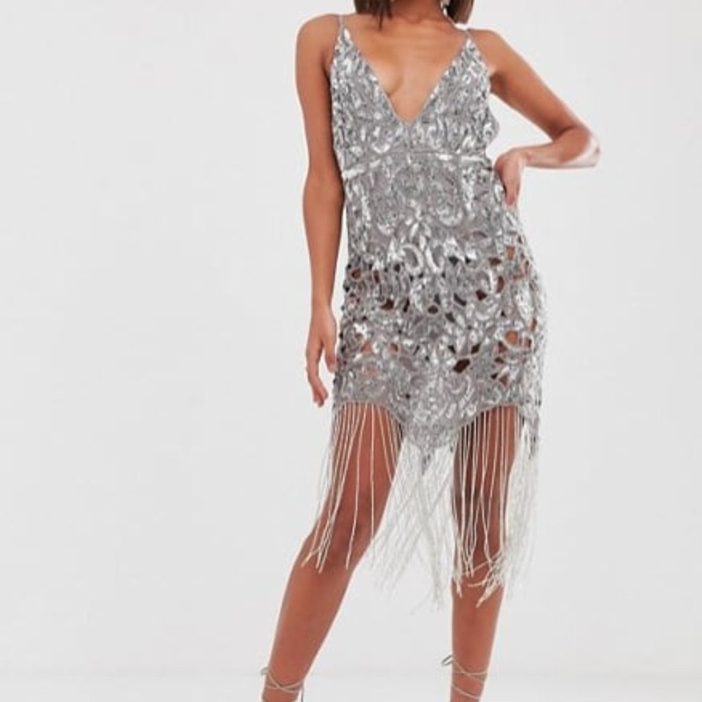 ASOS EDITION Sequin Cutwork Fringed Dress SOLD OUT